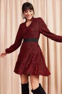 Olalook Women Rejection V-neck with flywheel Dress - Image 2