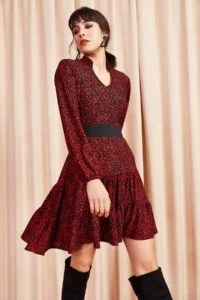 Olalook Women Rejection V-neck with flywheel Dress - Image 3