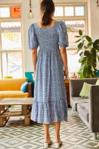 Olalook Women's Indigo Gimped Casual Woven Viscose Dress - Image 5