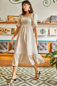 Olalook Women's Stone Top Gimped Square Collar Bodrum Dress - Image 4