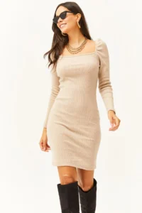 Olalook Women Stone Square Collar Lycra Dress - Image 3