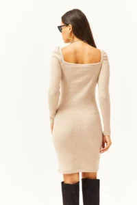 Olalook Women Stone Square Collar Lycra Dress - Image 6