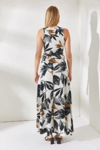 Olalook Women's Black Floral Double Breasted Belted Maxi Textured Knitted Dress - Image 5