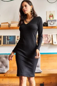 Olalook Women's Black V-Neck Lycra Mini Dress - Image 5