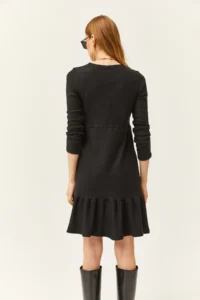 Olalook Women's Black Crew Neck Rose Gold Dress - Image 3