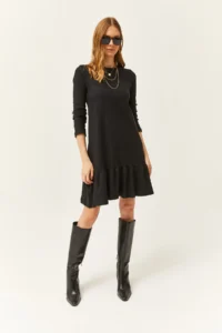 Olalook Women's Black Crew Neck Rose Gold Dress - Image 5
