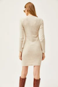 Olalook Women's Stone Robe Gather Detailed Raised Mini Dress - Image 6