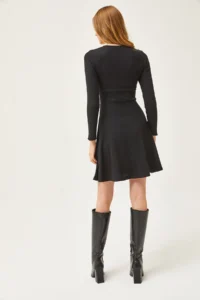Olalook Women's Black Double-Breasted Collared Mini Dress - Image 6