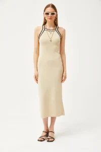 Olalook Women's Stone Halter Collar Maxi Knitwear Dress - Image 2