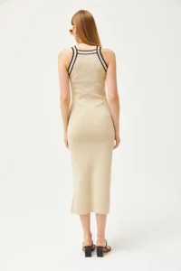 Olalook Women's Stone Halter Collar Maxi Knitwear Dress - Image 7