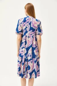 Olalook Women's Indigo Collar Lace Up Casual Dress - Image 5