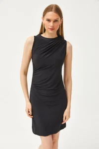 Olalook Women's Black Drape Detailed Flexible Mini Dress - Image 2