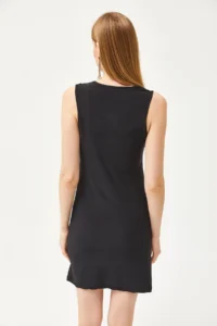 Olalook Women's Black Drape Detailed Flexible Mini Dress - Image 5
