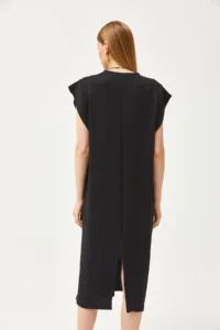 Olalook Women's Black Underarm Piece and Slit at the Back Crystal Dress - Image 7