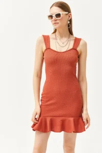 Olalook Women's Tile Heart Collar Frilly Mini Honeycomb Dress - Image 3