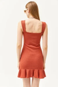 Olalook Women's Tile Heart Collar Frilly Mini Honeycomb Dress - Image 6