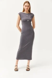 Olalook Women's Smoked Deep Backless Lycra Knitted Dress - Image 2
