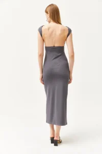 Olalook Women's Smoked Deep Backless Lycra Knitted Dress - Image 6