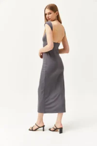 Olalook Women's Smoked Deep Backless Lycra Knitted Dress - Image 7
