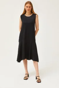 Olalook Women's Black Skirt Piece Crystal Knitted Dress - Image 2