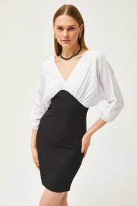 Olalook Women's Black Poplin Zippered Back Mini Elegant Dress - Image 4