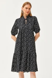 Olalook Women's Black Lace Collar Partial Dress - Image 2