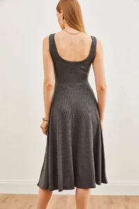 Olalook Women's Smoked Strap Draped Twist Flared Dress - Image 5