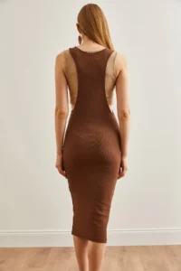 Olalook Women's Bitter Brown Crop Blouse Open Side Dress 2 Piece Set - Image 4