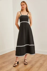 Olalook Women's Black Strapless Maxi Elegant Dress with Suzene Detail - Image 2