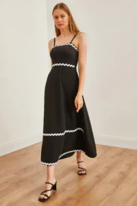 Olalook Women's Black Strapless Maxi Elegant Dress with Suzene Detail - Image 3