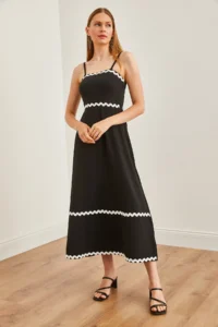 Olalook Women's Black Strapless Maxi Elegant Dress with Suzene Detail - Image 4