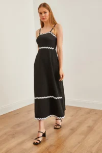 Olalook Women's Black Strapless Maxi Elegant Dress with Suzene Detail - Image 5