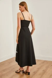 Olalook Women's Black Strapless Maxi Elegant Dress with Suzene Detail - Image 6