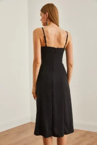 Olalook Women's Black Strap Adjustable Back Zipper Dress - Image 5