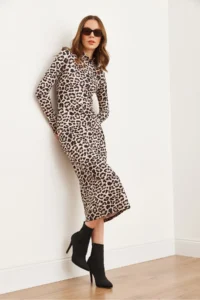 Olalook Women's Stone Leopard Leopard Lycra Slim Diving Dress - Image 3