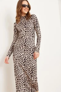 Olalook Women's Stone Leopard Leopard Lycra Slim Diving Dress - Image 4