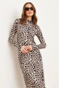 Olalook Women's Stone Leopard Leopard Lycra Slim Diving Dress - Image 5