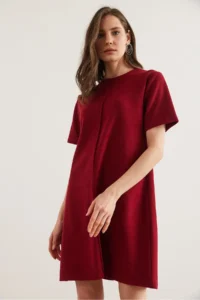 Olalook Women's Burgundy Front Stitched Mini Thessaloniki Dress - Image 6