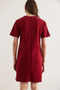 Olalook Women's Burgundy Front Stitched Mini Thessaloniki Dress - Image 7