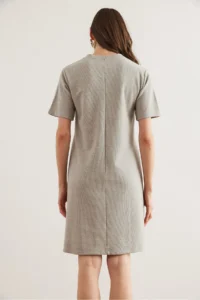 Olalook Women's Light Gray Front Stitched Mini Thessaloniki Dress - Image 6