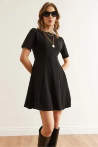 Olalook Women's Black Piece Trend Mini Flared Dress - Image 5