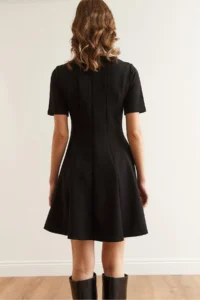 Olalook Women's Black Piece Trend Mini Flared Dress - Image 7