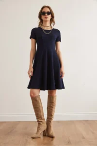 Olalook Women's Navy Blue Piece Trend Mini Flared Dress - Image 2