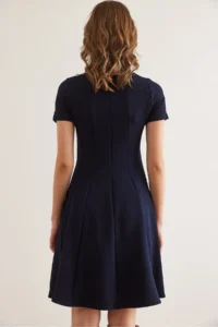 Olalook Women's Navy Blue Piece Trend Mini Flared Dress - Image 6