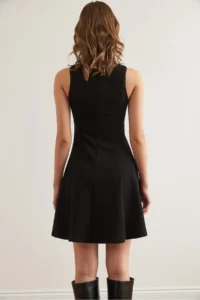 Olalook Women's Black U-Neck Piece Trend Mini Flared Dress - Image 7
