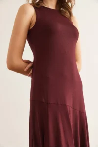 Olalook Women's Claret Red Deep Slit Flowy Sandy Dress - Image 6
