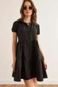 Olalook Women Black Piece Shirt Dress - Image 2