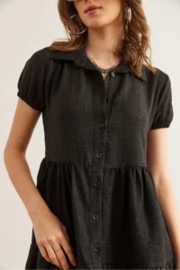 Olalook Women Black Piece Shirt Dress - Image 6