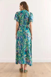 Olalook Women's Green Lilac Button Belted Maxi Viscose Shirt Dress Elb- - Image 8