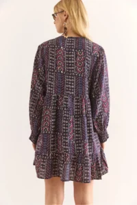 Olalook Women's Multicolored V-Neck Modal Content Mini Dress - Image 7